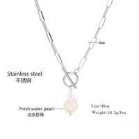 Collier ras du cou en chaîne trombone avec pierre goutte d'eau et fermoir demi-fermoir en or