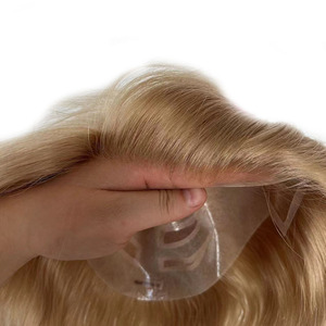 Mono+Lace Base Mens Remy Hair French Lace Natural Wave <b>Wigs</b> Toupee Piece Hair System for Light <b>Brown</b> Good Quality BH #22 - Product Image 5