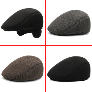 Gorro de invierno a rayas para hombre, para padres y abuelos de mediana edad y mayores, gorra con visera y forro de algodón grueso - Product Image 2