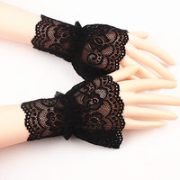 Gants demi-doigt à fleur crocheté, tendance, corne, manches en dentelle, couvre-poignet féminin, vente en gros, 2023