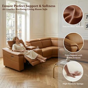 <span class=keywords><strong>Canapé</strong></span> d'angle de luxe inclinable <span class=keywords><strong>électrique</strong></span> en cuir pour salon, avec console de rangement et porte-gobelets - Product Image 5
