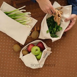 Bolsas Reutilizables para Guardar Vegetales con Logotipo Personalizado, Bolsas Transpirables y Lavables de Algodón para Refrigerador - Product Image 6