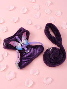 Grensoverschrijdende groothandel teddybeer katten borsttuig trekkoord herfst en winter warme pluche vlinder honden borsttuig - Product Image 6