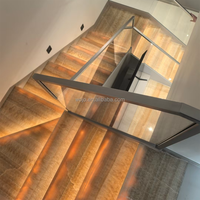 Escalier intérieur personnalisé moderne à double rampe conception lisse droite pour Villa caractéristiques décoratives élégantes