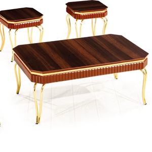 Juego de Mesa de Centro Moderno y Lujoso con Tapa de Madera y Estructura Metálica, Diseño Antiguo, Muebles para Sala de Estar, Decoración Duradera para el Hogar - Product Image 1