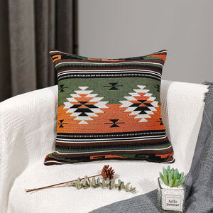 <span class=keywords><strong>Housse</strong></span> de coussin en polyester/coton de qualité supérieure, style bohème, design original tissé géométrique abstrait, pour la lecture et le repos au lit - Product Image 2