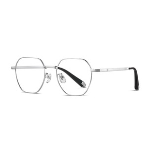 LF9030 Gafas con montura fina de varios lados, estilo retro, con bloqueo de luz azul, montura completa plateada, monturas ópticas para mujer, tamaño mediano - Product Image 1