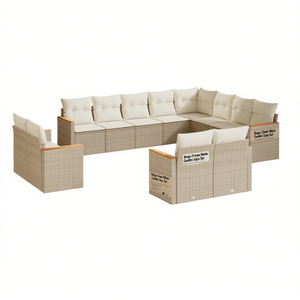 Ensemble de canapés de jardin beige crème blanc en rotin, mobilier d'extérieur imperméable au design contemporain - Product Image 1