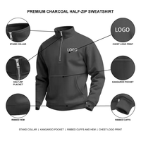 Sweat-shirts unisexes à col zippé avec poignets côtelés et coupe décontractée pour les clubs sportifs, l'échauffement en salle de sport et la superposition quotidienne