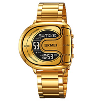 Reloj SKMEI de Forma Irregular para Hombre, Reloj Deportivo Impermeable de Lujo SKMEI 2298, Reloj Digital con Correa de Acero Inoxidable