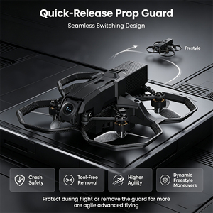 Mini quad avec cadre de protection et quatre hélices, corps en plastique noir pour utilisation en intérieur - Product Image 6