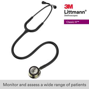 Оригинальный 3M <span class=keywords><strong>Littmann</strong></span> классический III стетоскоп, Шампанский карат, черная трубка, 27 дюймов, 5861 - Product Image 2