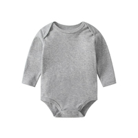 Combinaison pour bébé nouveau-né 100% coton à manches longues, col enveloppant, épaules tombantes, couleur unie, unisexe, OEM ODM en gros