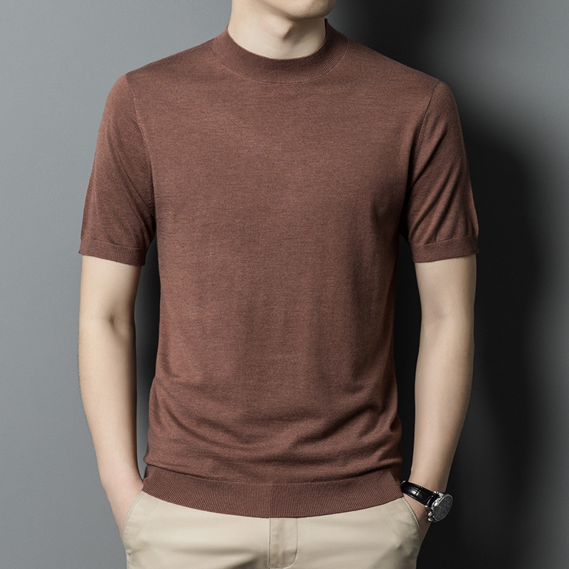 Men's Wool Blend Short Sleeve Shirt Anti-Pilling Fabric Business Casual Customizable Label Ready to Ship Small Batch Wholesale