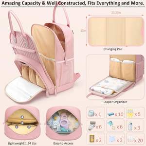 <span class=keywords><strong>Sac</strong></span> pour bébé rose élégant de grande capacité <span class=keywords><strong>Sac</strong></span> à langer imperméable pour femmes <span class=keywords><strong>Sac</strong></span> à <span class=keywords><strong>dos</strong></span> - Product Image 3