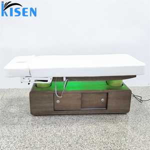 เตียงนวดหน้าปรับระดับไฟฟ้า KISEN ทำจากสแตนเลสสำหรับใช้งานเชิงพาณิชย์ พร้อมฟองน้ำความหนาแน่นสูง ตู้เก็บของ และไฟ LED - Product Image 2