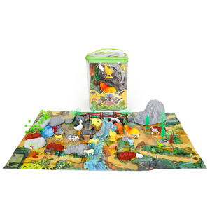 Borsa con cerniera per <span class=keywords><strong>bambini</strong></span> gioco da pavimento per interni giocattolo da <span class=keywords><strong>fattoria</strong></span> con figure di <span class=keywords><strong>animali</strong></span> set con tappetino - Product Image 2