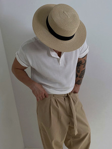 Chemise Henley en maille gaufrée pour <span class=keywords><strong>homme</strong></span> musclé, coupe ajustée, manches courtes, tissu texturé, style workwear, manches moulantes, polo semi-<span class=keywords><strong>boutonné</strong></span> - Product Image 3