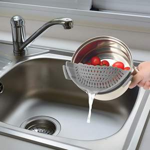 Mutfak Çay Süzgeci Esnek Silikon Çevre Dostu Katlanabilir Kompakt Isıya Dayanıklı Süzgeç Makarna Süzgeci - Product Image 3