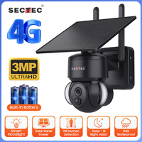 SECTEC 3MP Mini batterie solaire 4G carte Sim sécurité Wifi sans fil extérieur solaire CCTV Ip système de Surveillance caméra sans fil