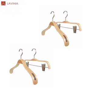 Lavinia ไม้แขวนเสื้อกันลื่นหรูหราสำหรับโรงแรมไม้แขวนเสื้อที่ทำจากไม้ที่แขวนเสื้อพร้อมบาร์กางเกง