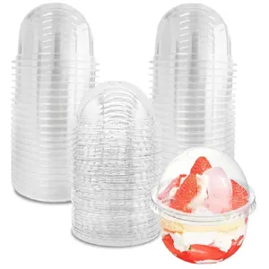 7oz 10oz 12oz disposable plastic cupsclear bubble tea juice cup disposable take away dessert cups with lids