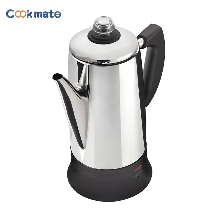 Cookmate điện cà phê percolator, fcp280, giỏ thép không gỉ, tự động giữ ấm, không có vòi nhỏ giọt, 12 cốc
