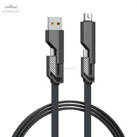 Cable de Carga Multifuncional 4 en 1 para Teléfonos, Auriculares y Relojes Inteligentes, Cable USB Tipo C de Aleación de Zinc Trenzado, PD 60w 100w 240w