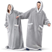 Couverture à capuche portable TV surdimensionnée Offre Spéciale, sweat-shirt à couverture polaire Sherpa longue avec poche géante
