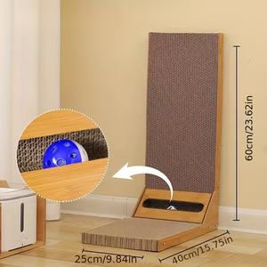 Rascador de gato en forma de L de alta calidad, cartón corrugado resistente al desgaste con <span class=keywords><strong>bola</strong></span>, cartón <span class=keywords><strong>vertical</strong></span> <span class=keywords><strong>desmontable</strong></span> para rascar gatos - Product Image 5