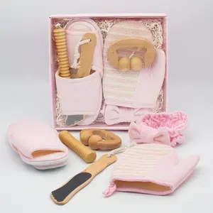 Gloway Manufacturer Oem Luxury Relaxing Spa Bath and Body Gift Set Including Body Wood Massager & Different Bathing Accessories