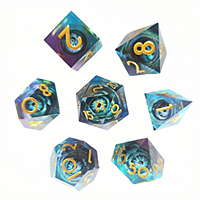 Ensemble de dés Feeron Liquid Core Dragon Eye D&D - 7 pièces en résine polyédrique durable, comprend un gobelet à dés et une boîte, cadeau sur le thème de Noël