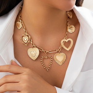 Heart Pendant <b>Necklace</b> Alloy Women's Party Jewelry Fashion <b>Statement</b> Chain <b>Necklace</b> - Product Image 1