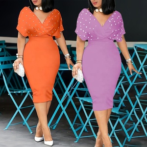 Vestidos de noche con cuentas de perlas para mujer, vestido Formal con cremallera trasera, ropa de iglesia con tachuelas, ropa de oficina, trajes de Festival, vestido de fiesta - Product Image 1