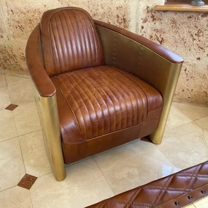 أثاث أريكة من الجلد البني العتيق المخصص من المصنع - Product Image 3