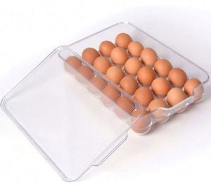 Porte-oeufs en plastique de cuisine Organisateur de réfrigérateur sans BPA avec couvercle et poignées | Récipient de rangement pour réfrigérateur - Product Image 1
