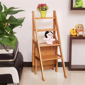 Tabouret multifonctionnel en bambou, mobilier de <span class=keywords><strong>bibliothèque</strong></span>, <span class=keywords><strong>échelle</strong></span> pliante à 4 marches pour adultes - Product Image 3