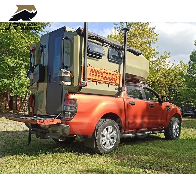 Rimorchio da viaggio leggero via terra rv scivolo in tuck camper caravan 4x4 pick up camper con doccia