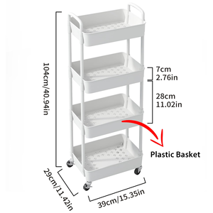 Fridge Side Slide Out Home Storage Rack Organizer Kitchen Storage Trolley Utility Cart for Space Saving Narrow <b>Gaps</b> - Product Image 2