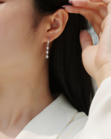 Boucles d'oreilles pendantes en argent sterling 925 avec trois pierres de moissanite pour femme, sertissage clos, couleur D, moissanite VVS1, boucles d'oreilles diamant