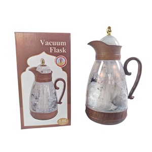 Thermos isotherme 1L à motif marbré, style Dallah arabe, avec poignée effet bois - Pot à <span class=keywords><strong>café</strong></span> et thé isolé pour le Majlis du Moyen-Orient - Product Image 4
