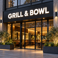 Lettres lumineuses LED personnalisées pour devanture de magasin, enseigne commerciale pour restaurant, grillades, façade, panneau en aluminium, signalétique