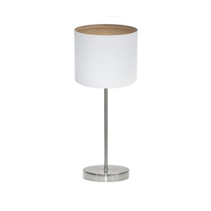 Lampada da Tavolo 1x14W, Nichel/Bianco, Legno Chiaro, 42x17x17 cm, Ideale per Illuminazione Decorativa in Case e Uffici. - Product Image 1