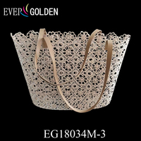 Sac de plage élégant et imperméable à grande capacité avec broderie en dentelle, idéal pour la salle de bain ou comme pot de fleurs, personnalisation OEM EG18034M-1 42X18X31CM