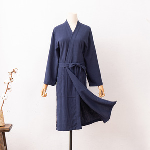 Albornoz <span class=keywords><strong>Kimono</strong></span> de Lino Europeo <span class=keywords><strong>con</strong></span> Logotipo Personalizado al por Mayor para Mujer, Cuello en V, Mangas Largas, Transpirable, de Secado Rápido, para Spa, Sauna y Hotel - Product Image 4