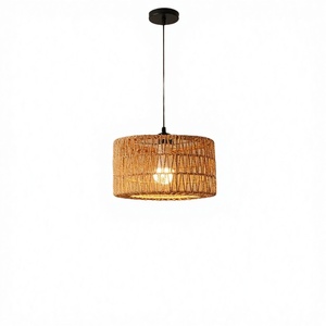 Bamboo <b>Rope</b> LED Pendant Lights Indoor <b>Lighting</b> Rattan Japanese Art Chandeliers Living Room Adjustable Height - Product Image 3