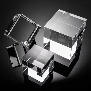 Cubo de cristal 3D para fotos, gravado em branco, estilo europeu, K9, presente de lembrança, vidro 3D, personalizado por atacado