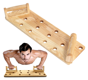 Planche de pompes en bois multi-trous avec poignées détachables pour l'entraînement musculaire des pectoraux, des épaules, du dos et des bras - Product Image 1