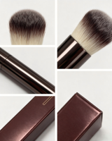 Ensemble de pinceaux de maquillage de luxe professionnels personnalisés HG 19 pièces en poils synthétiques véganes, avec manche en métal Hourglass et pinceau éventail pour anticernes