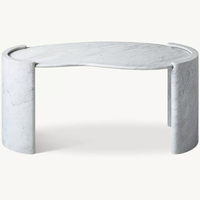 Table console élégante et moderne en travertin, de forme organique en forme de rein, avec supports en C, pour salon et entrée, personnalisable OEM